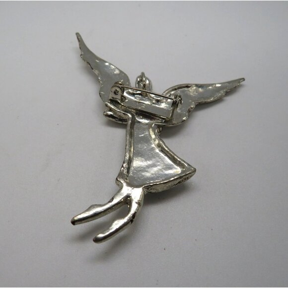 Angel Brooch You Are Loved 2.5" Silver Tone Pin Guardian Heavenly Religious - Picture 7 of 11